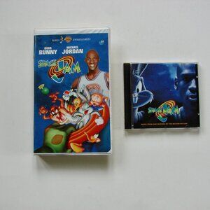 Michael Jordan Space Jam Movie VHS Tape + CD Bugs Bunny 1997 Warner Bros Tested
